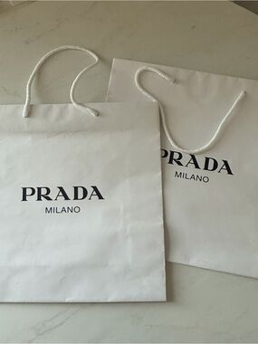 Prada Milano White Paper Shopping Bags - Set of 2